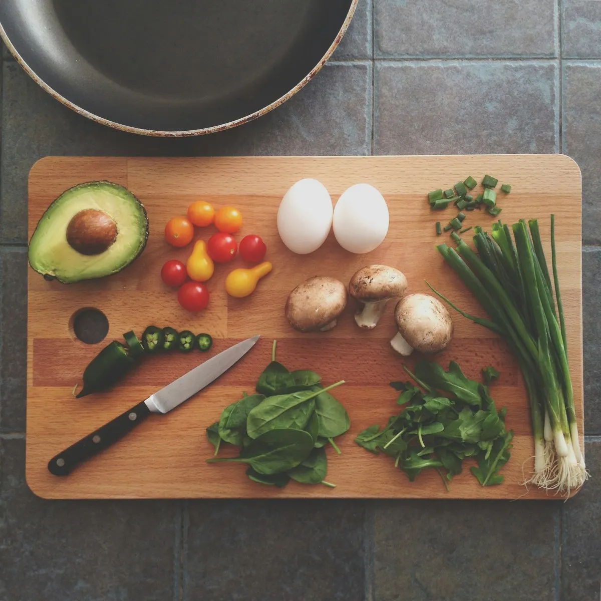 Fresh local ingredients on cutting board