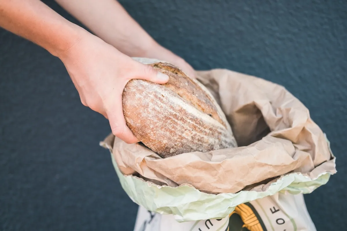 Freshly baked artisan sourdough bread loaves