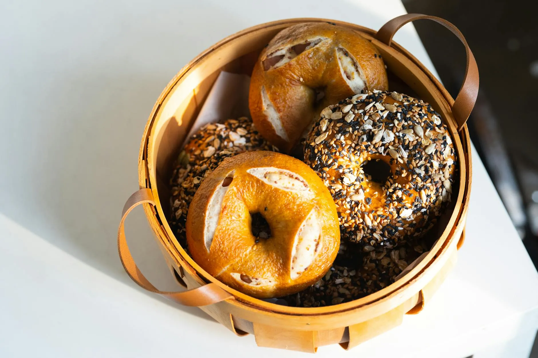 Bagels in a display basket