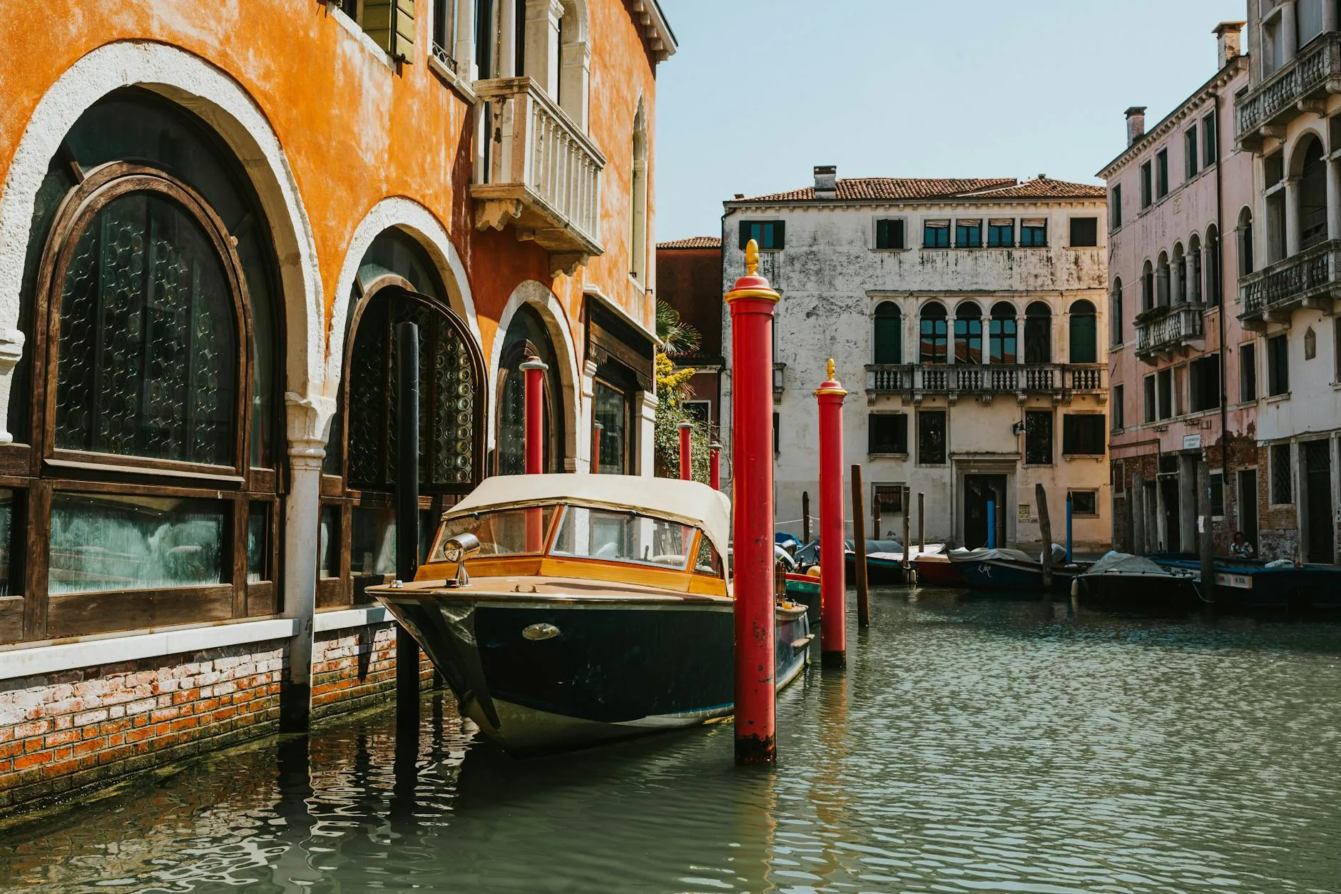 Historic canal locks with boats passing through the waterway system