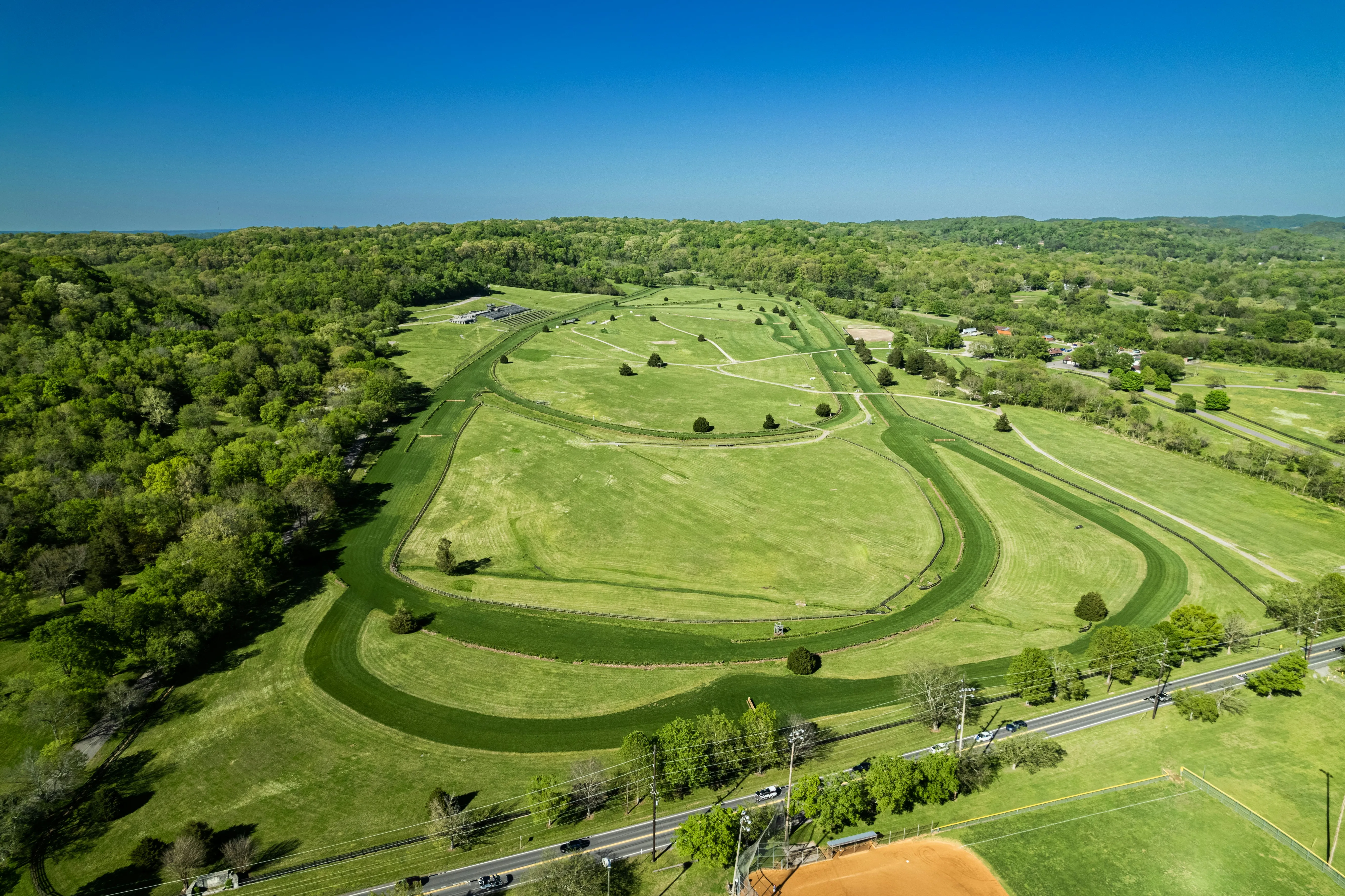 Aerial view of Ettyville SuperSpin disc golf course