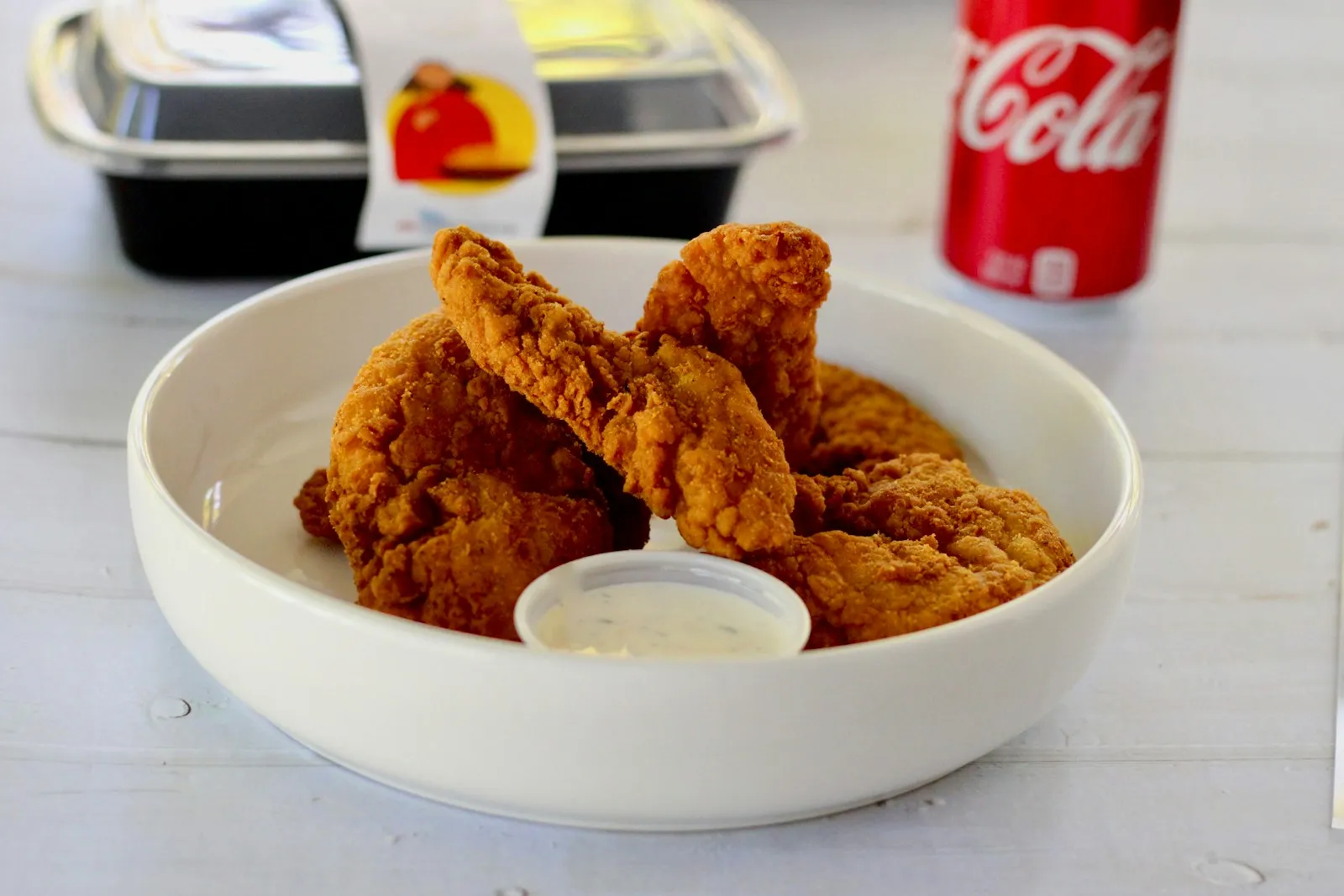 Fried chicken meal on a tray