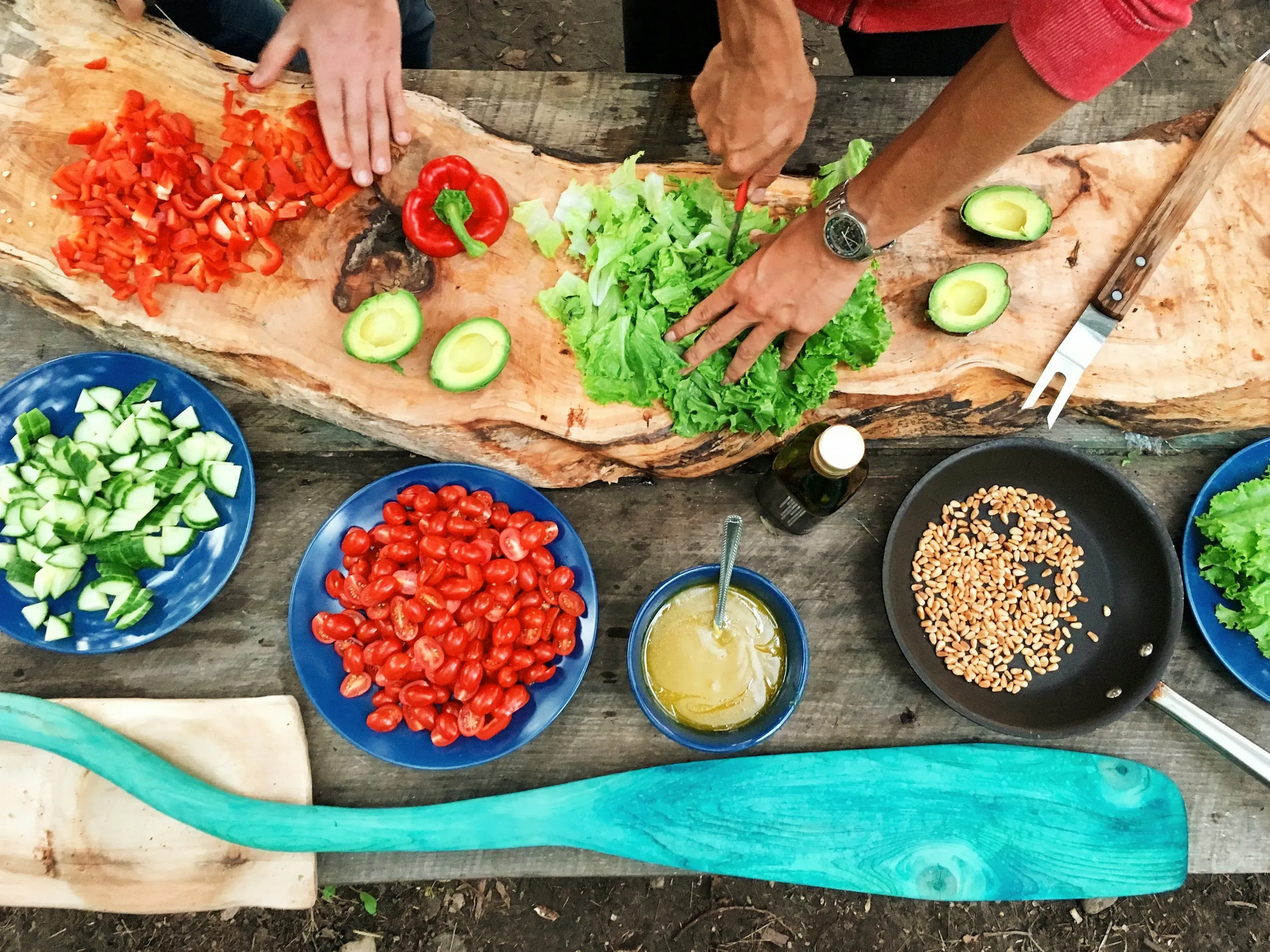 Farm-to-table harvest dinner setting with autumn decorations.