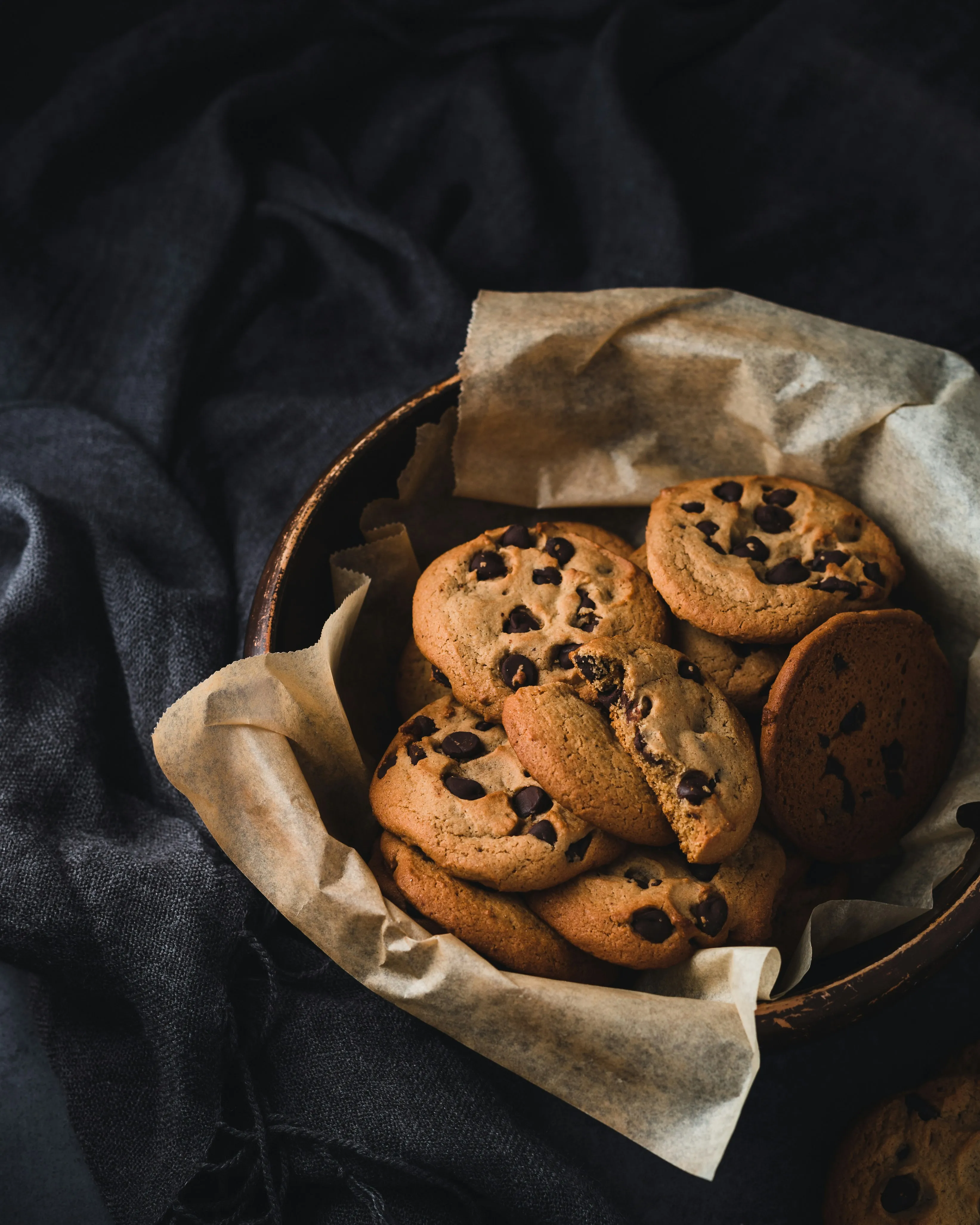 Fresh baked cookies in bakery display