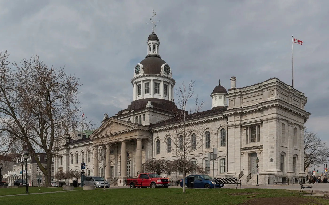 Downtown Kingston limestone buildings and waterfront streets near City Hall