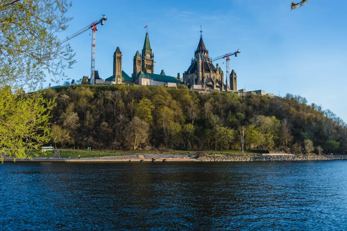 Major's Hill Park with Parliament Hill in the background at sunset