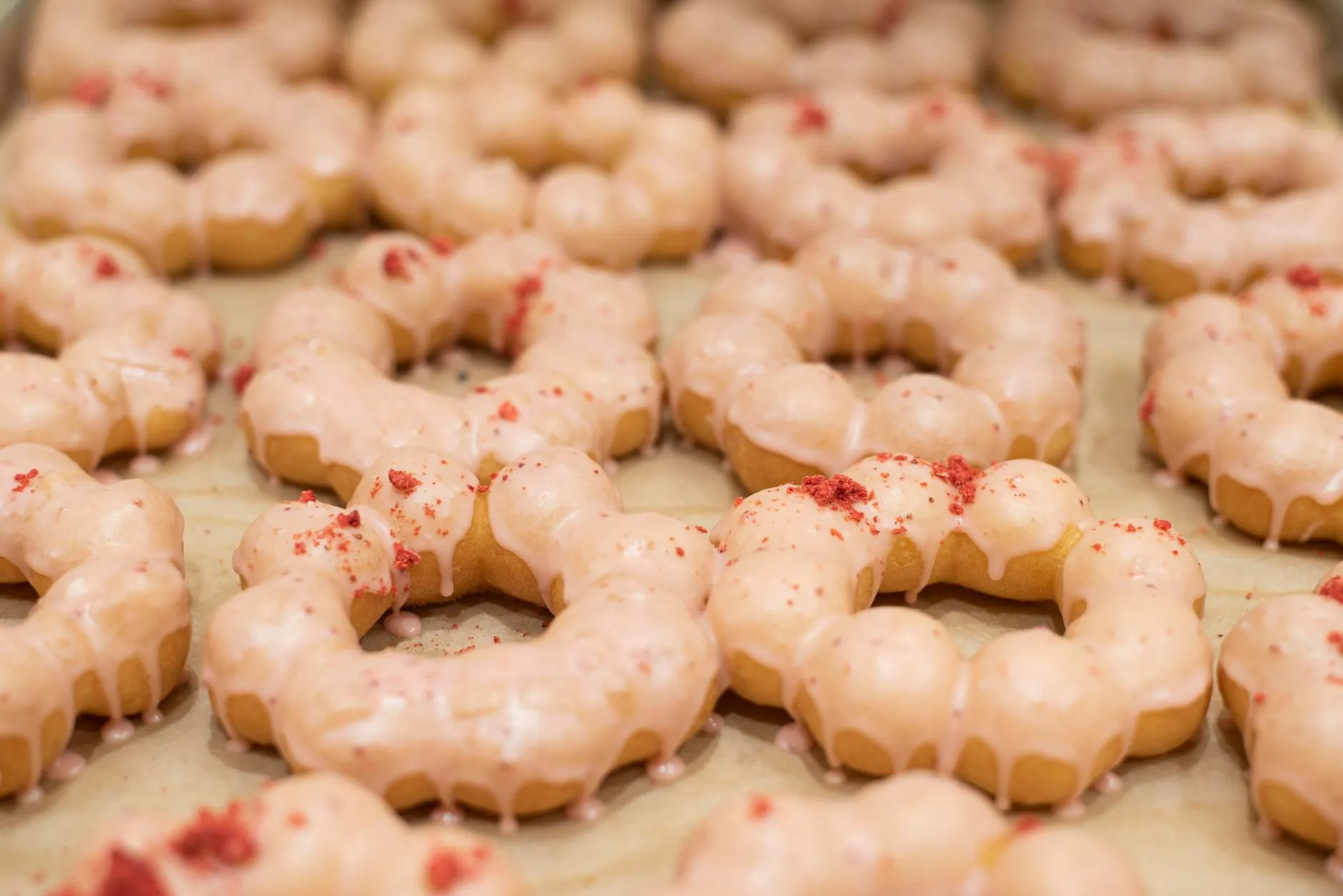 Mochi donuts with colourful glaze