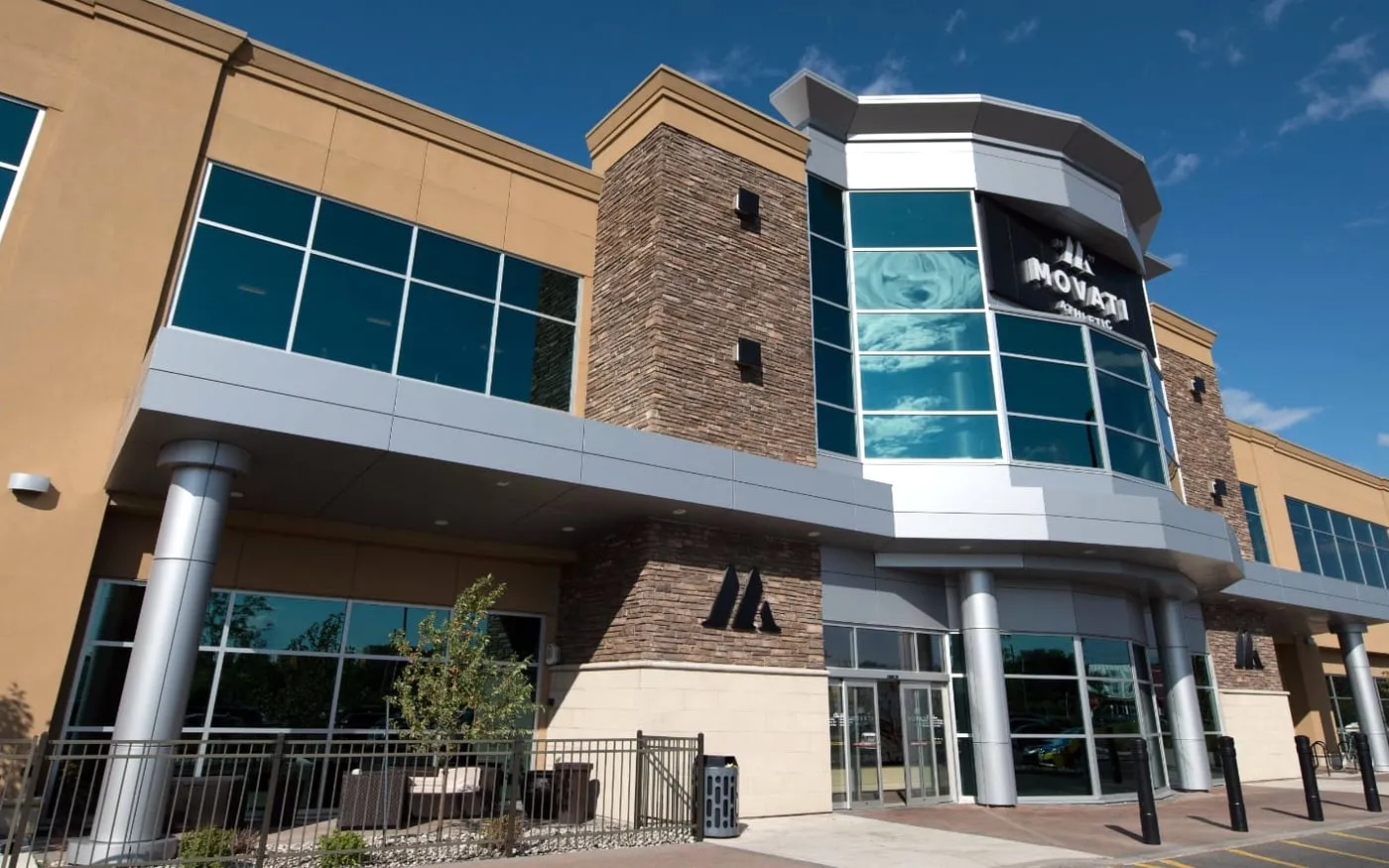 Movati Athletic Trainyards exterior in the central-east Ottawa retail superblock