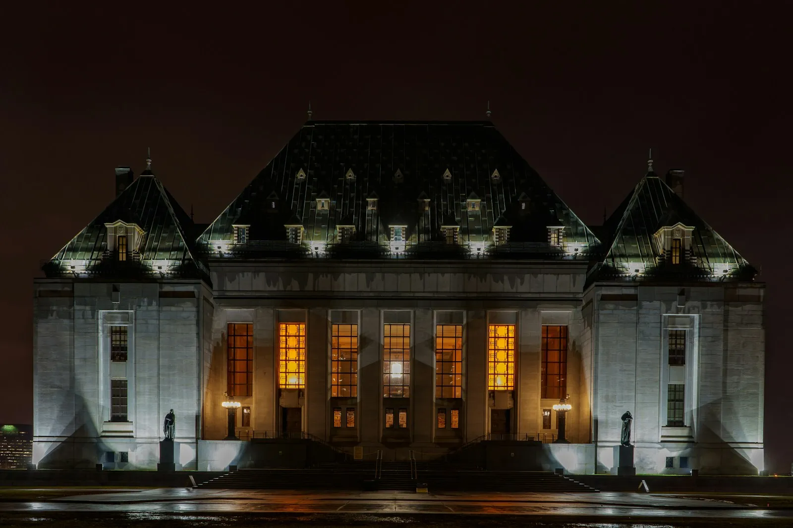 National Arts Centre lit up at night.