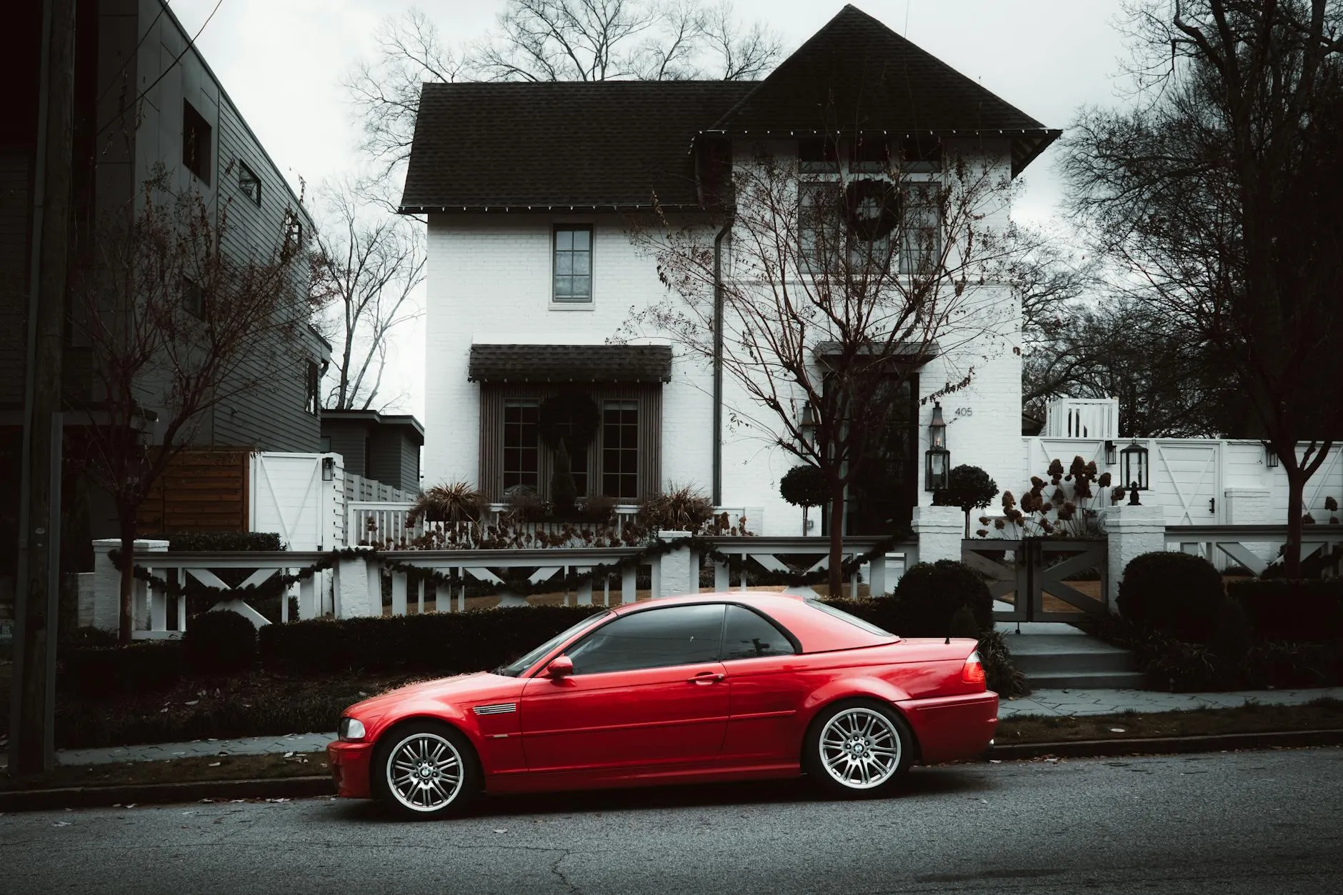Residential street with permit parking signs