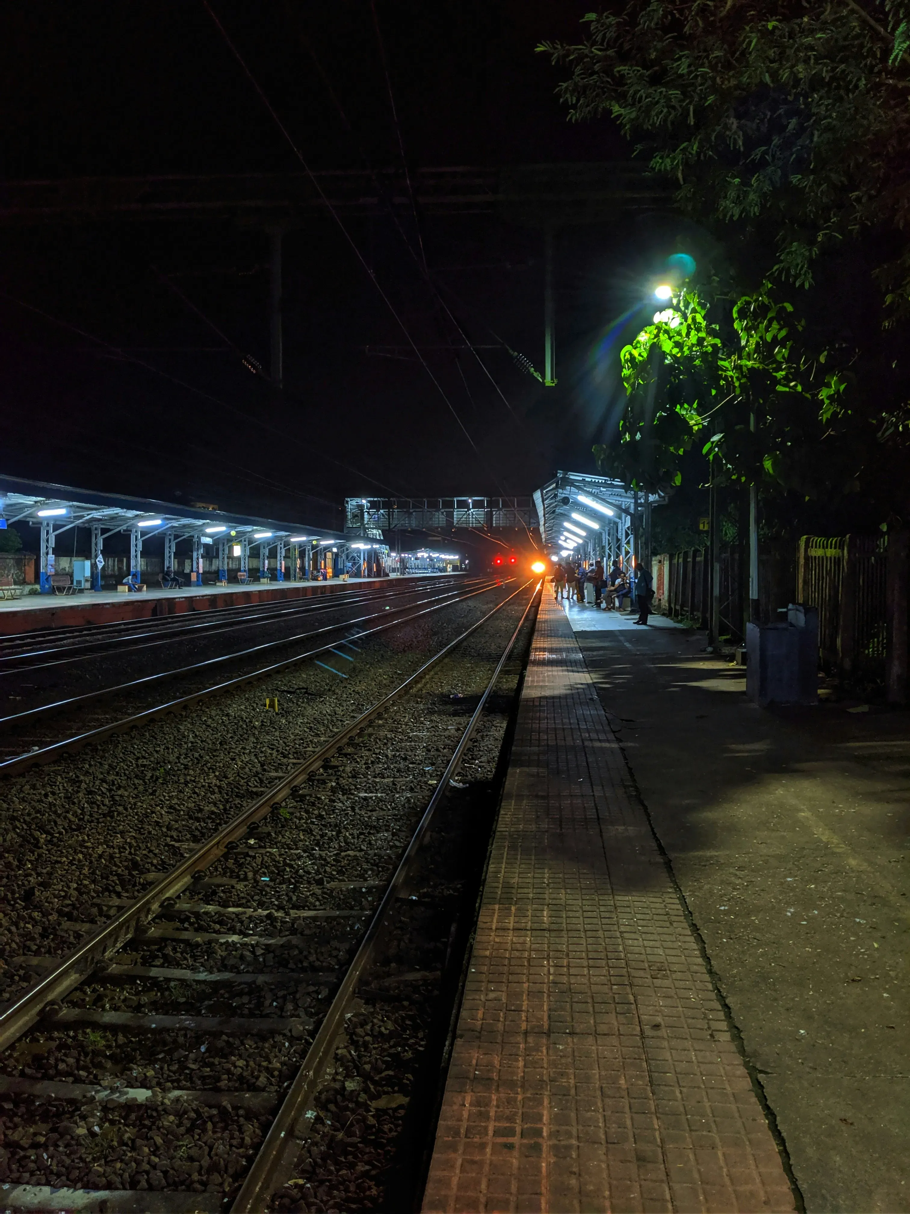 Railway station platform with modern infrastructure