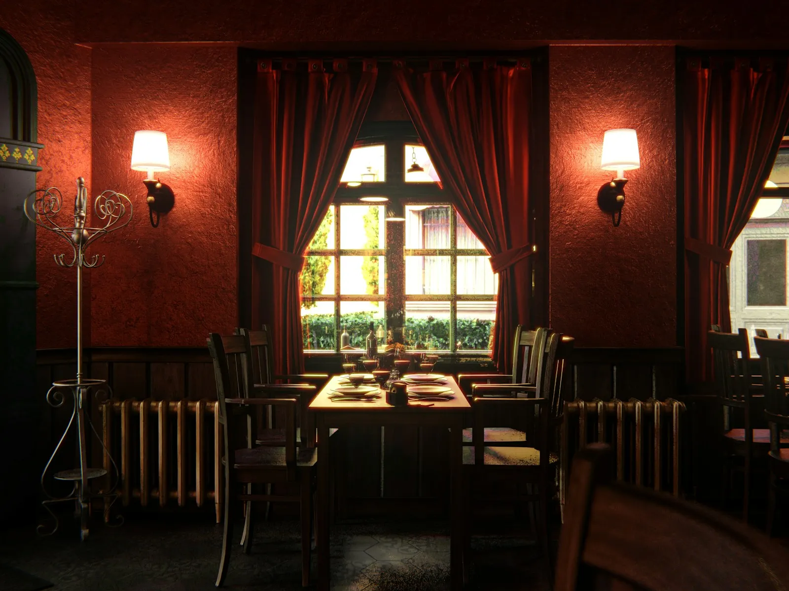 A cozy bistro dining room