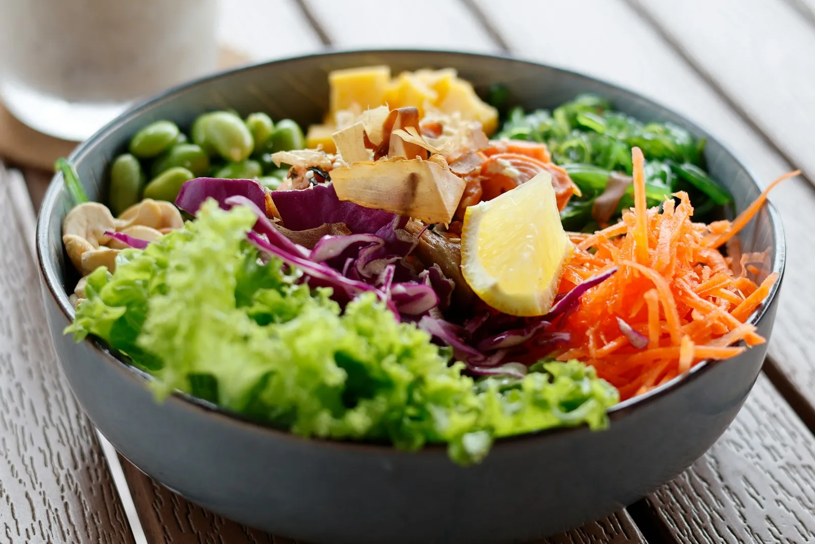 Fresh poke bowl with salmon and tuna