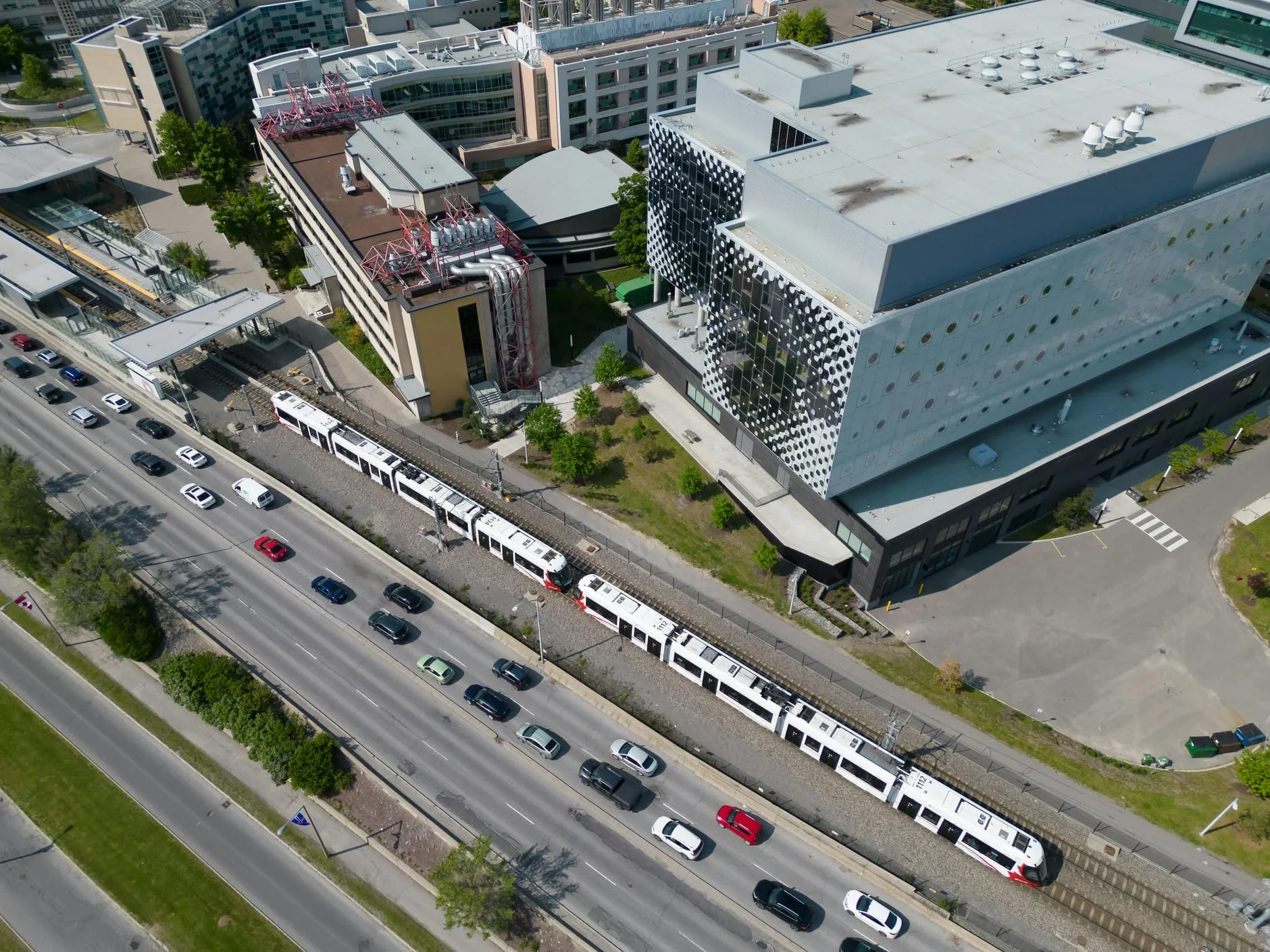 Ottawa transport corridor and downtown traffic view