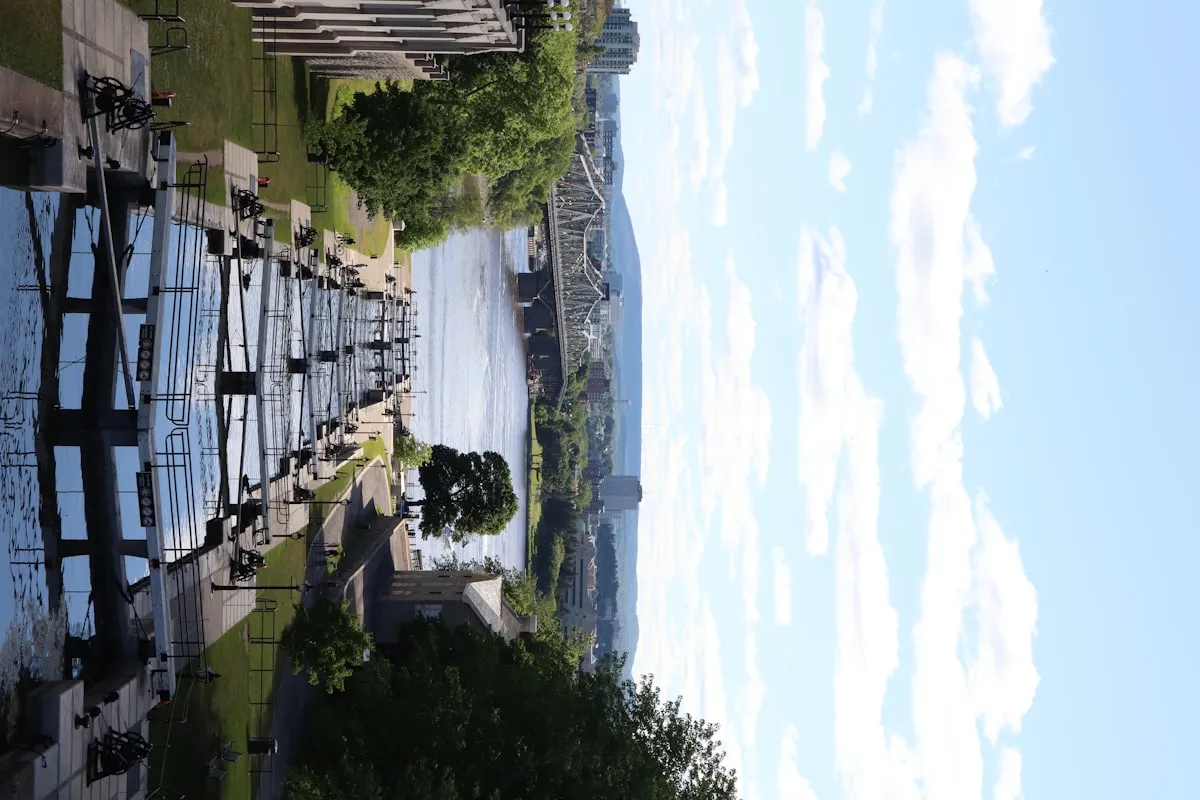 The Rideau Canal running through downtown Ottawa with Parliament in the background