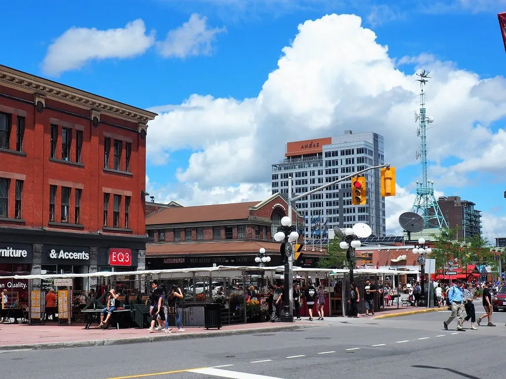 ByWard Market streetscape in Ottawa near the St. Patrick's parade finish area