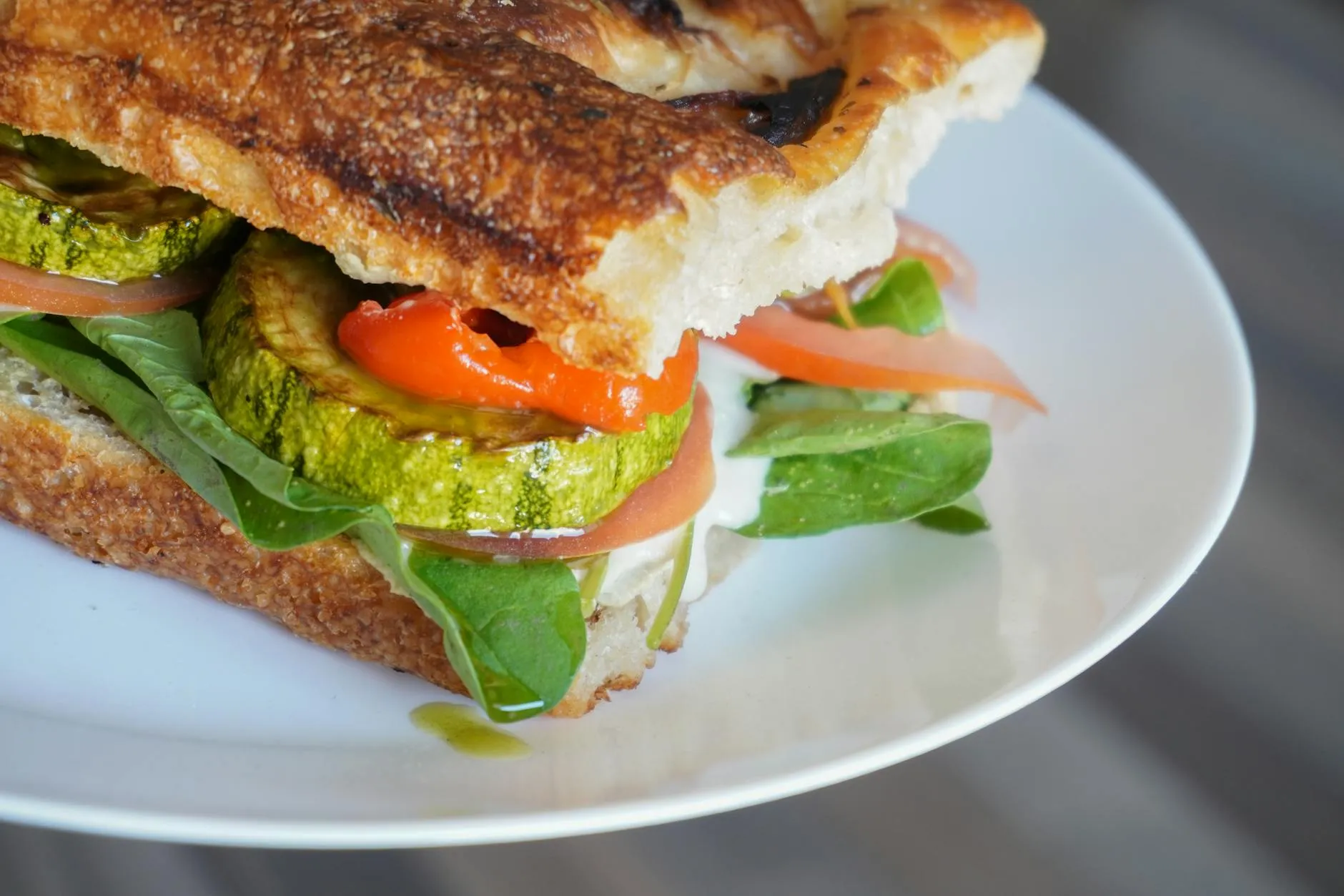 Vegan sandwich with roasted vegetables