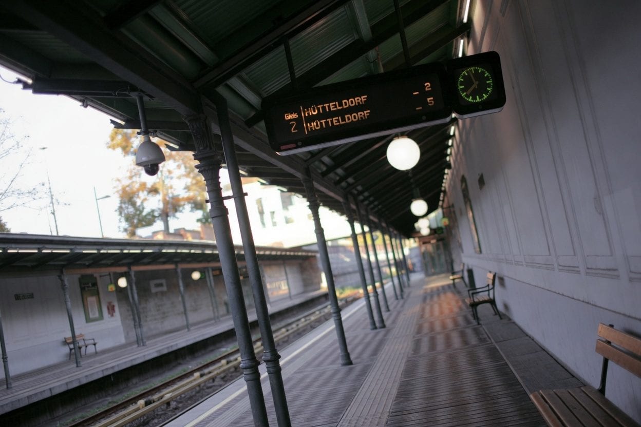 OC Transpo O-Train at a station with holiday riders