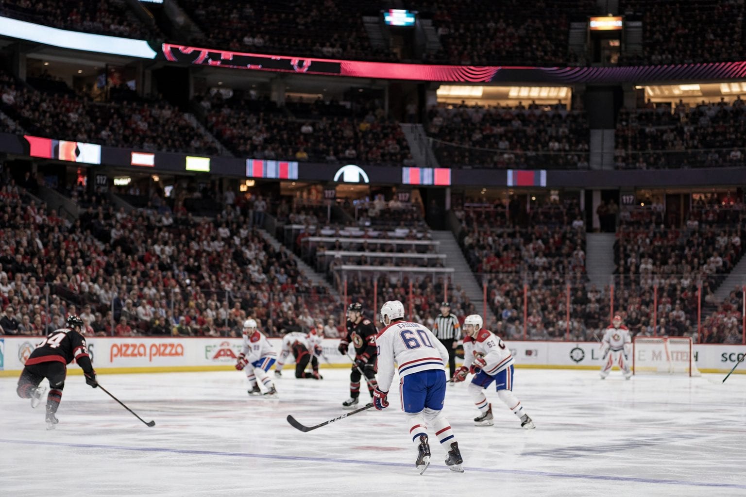 Hockey game action at Canadian Tire Centre