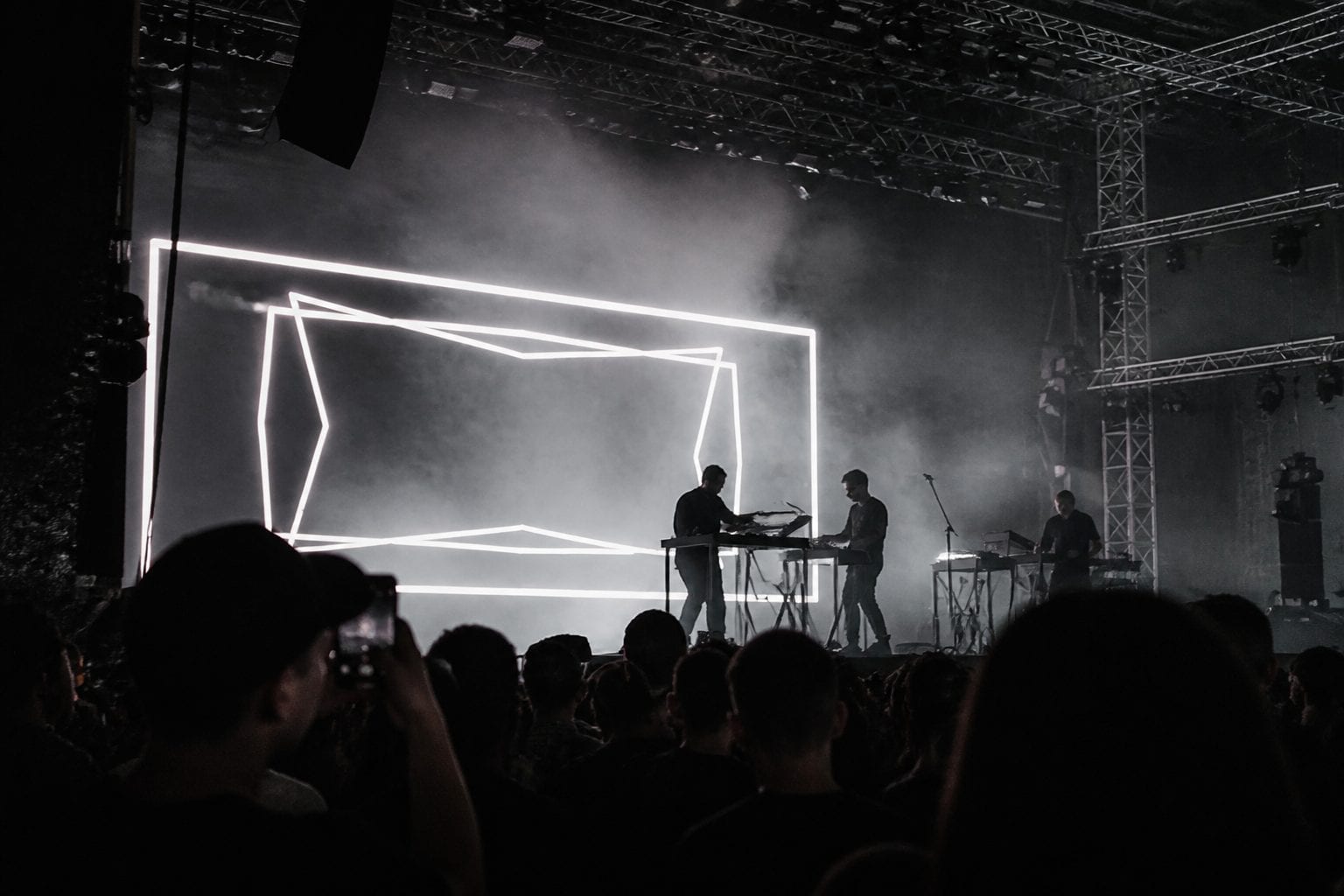 Live music stage with instruments