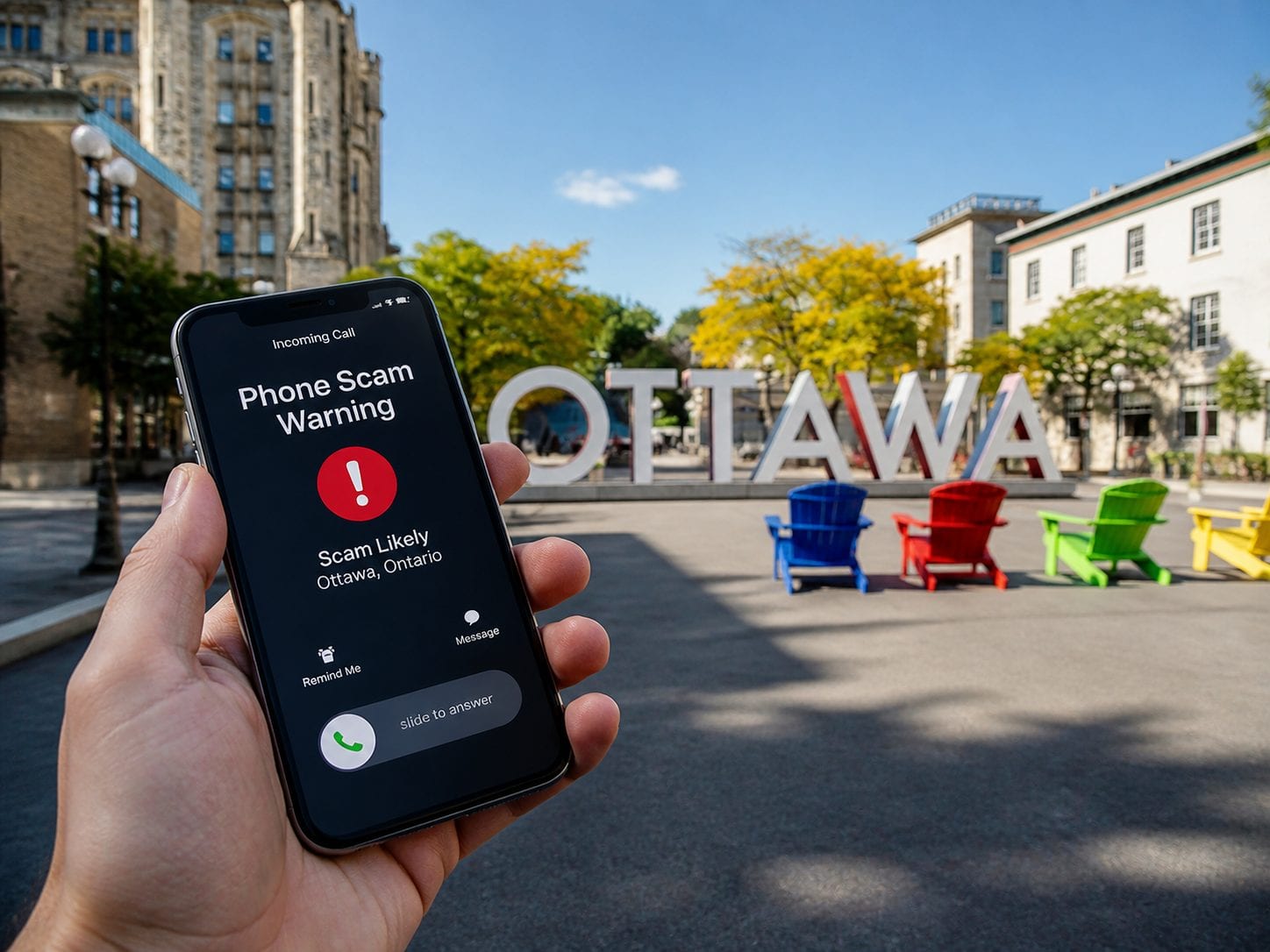 Phone scam warning on a smartphone