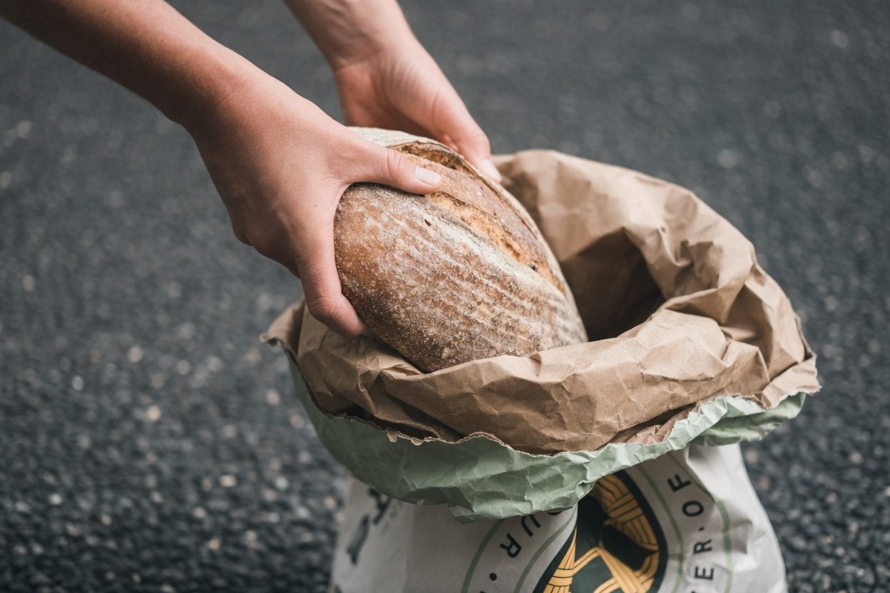 Freshly baked artisan sourdough bread loaves