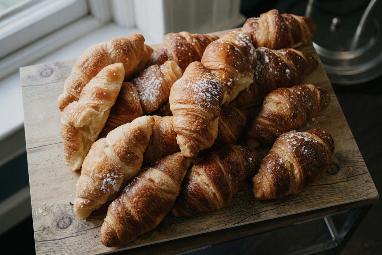 Flaky butter croissant with visible layers