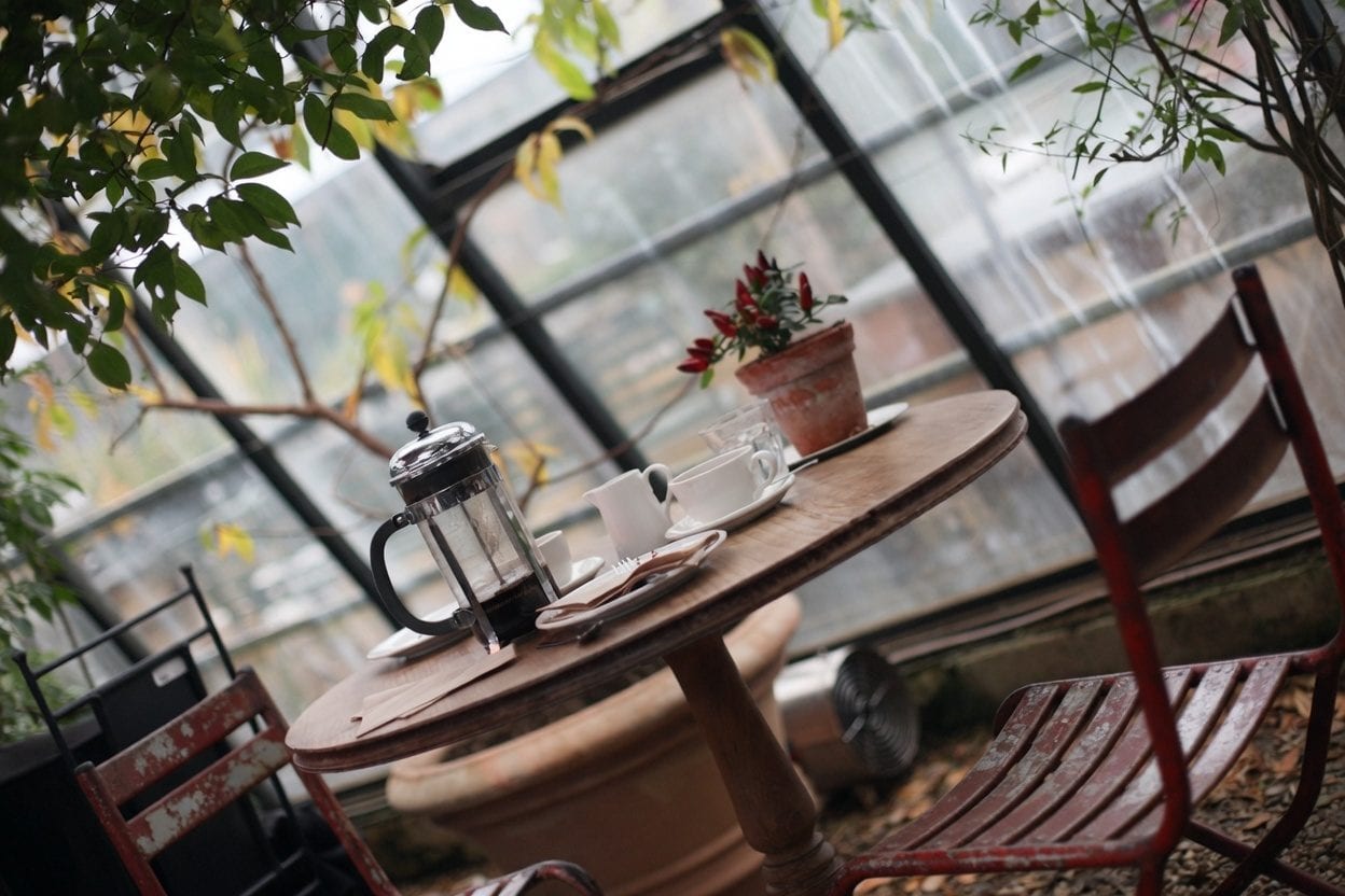 Cozy café interior winter