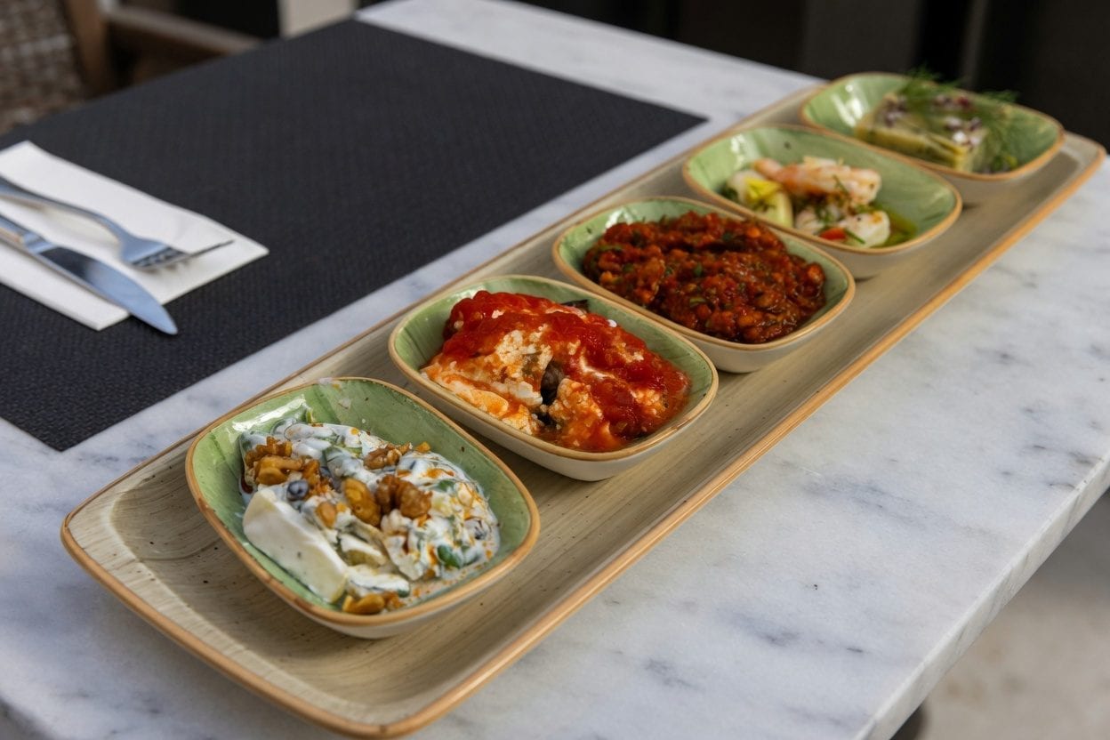 Small plates, candlelight, cocktails, and Mediterranean dinner sharing