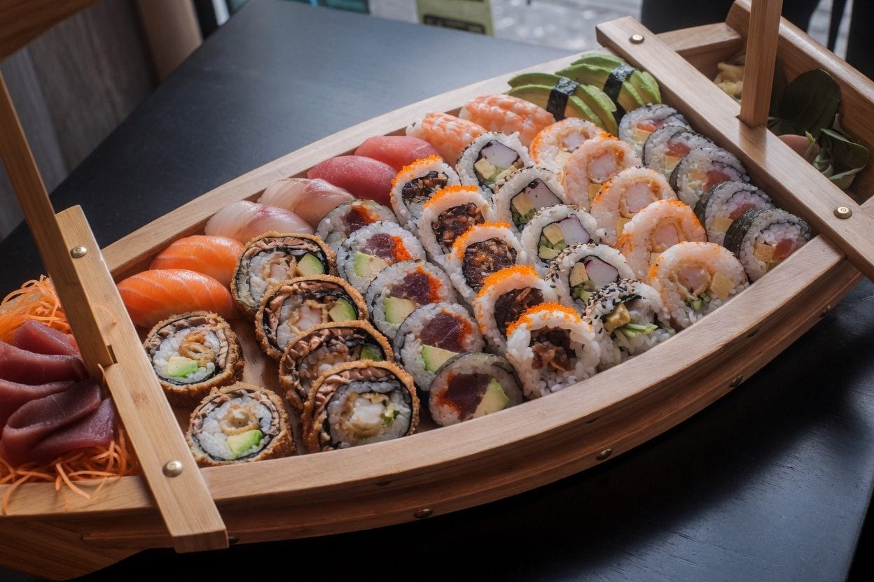 All you can eat sushi spread