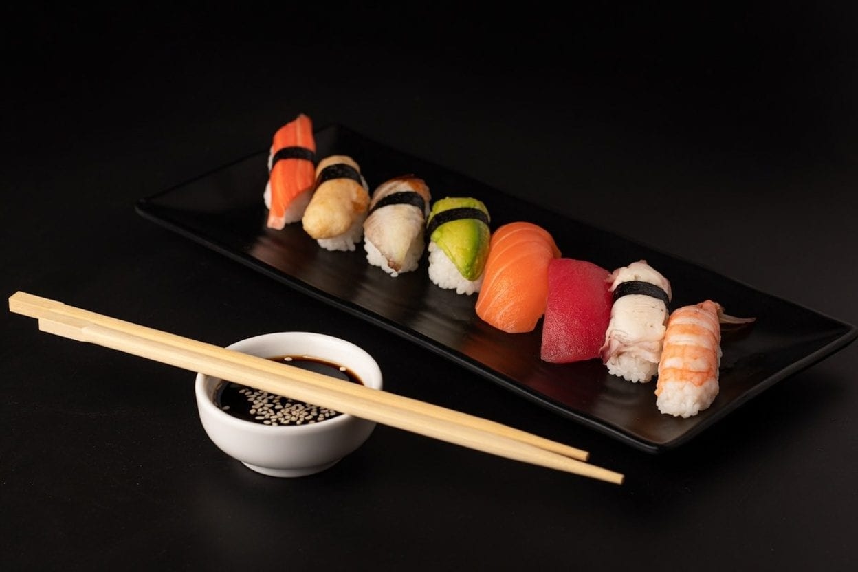 Fresh sushi takeout box