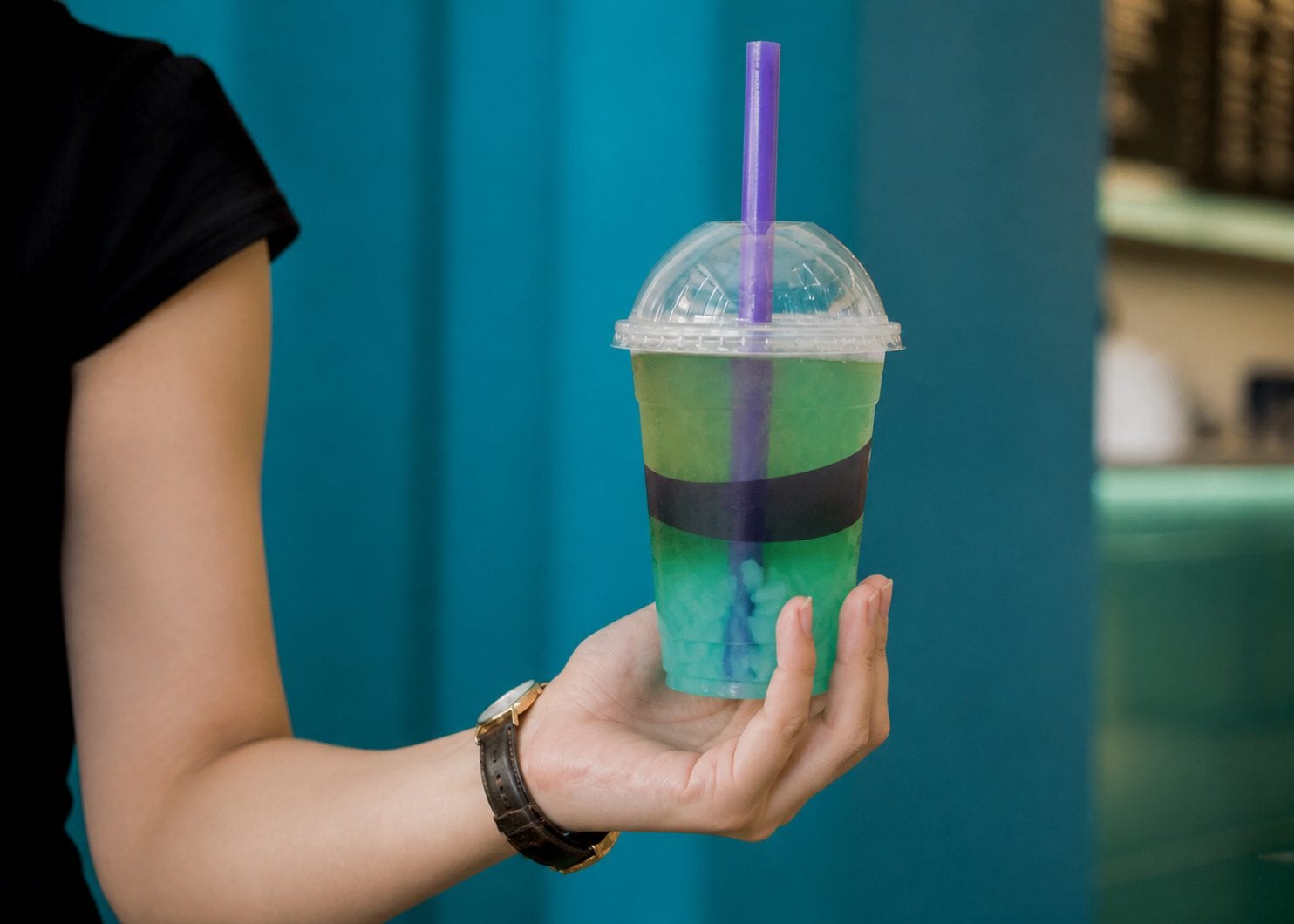 Bubble tea drink with straw