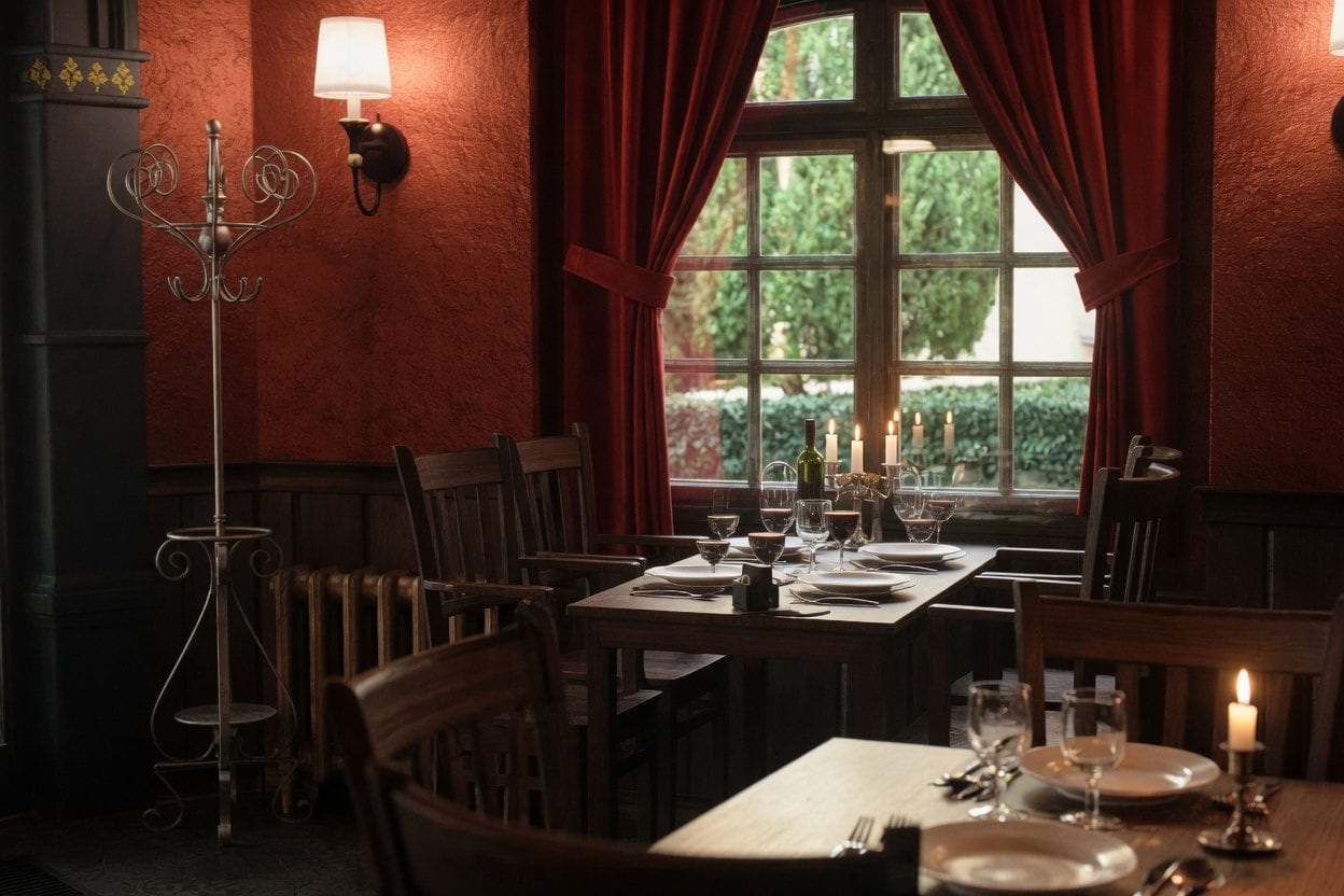 A cozy bistro dining room
