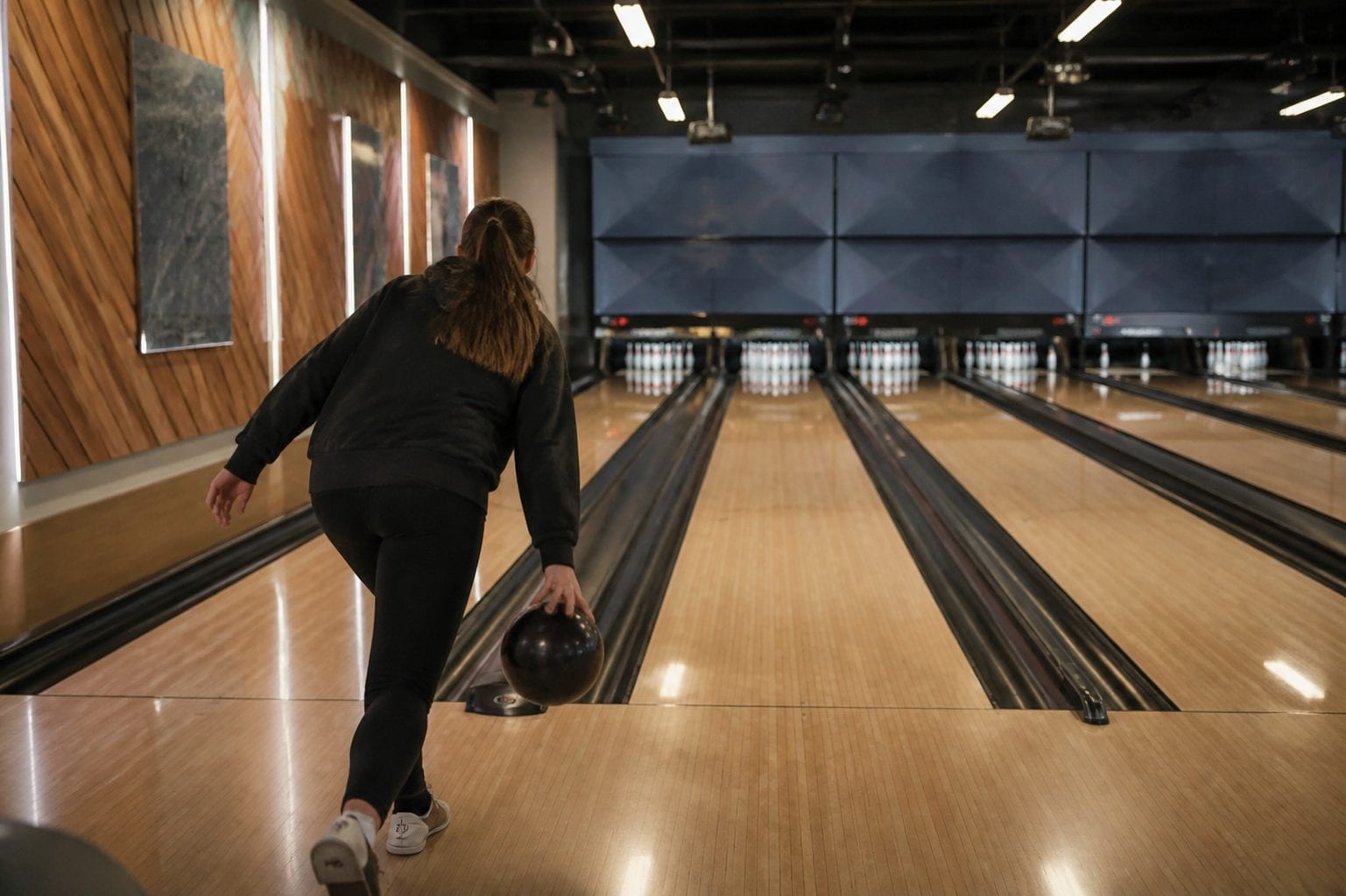 Modern bowling alley lanes in Ottawa