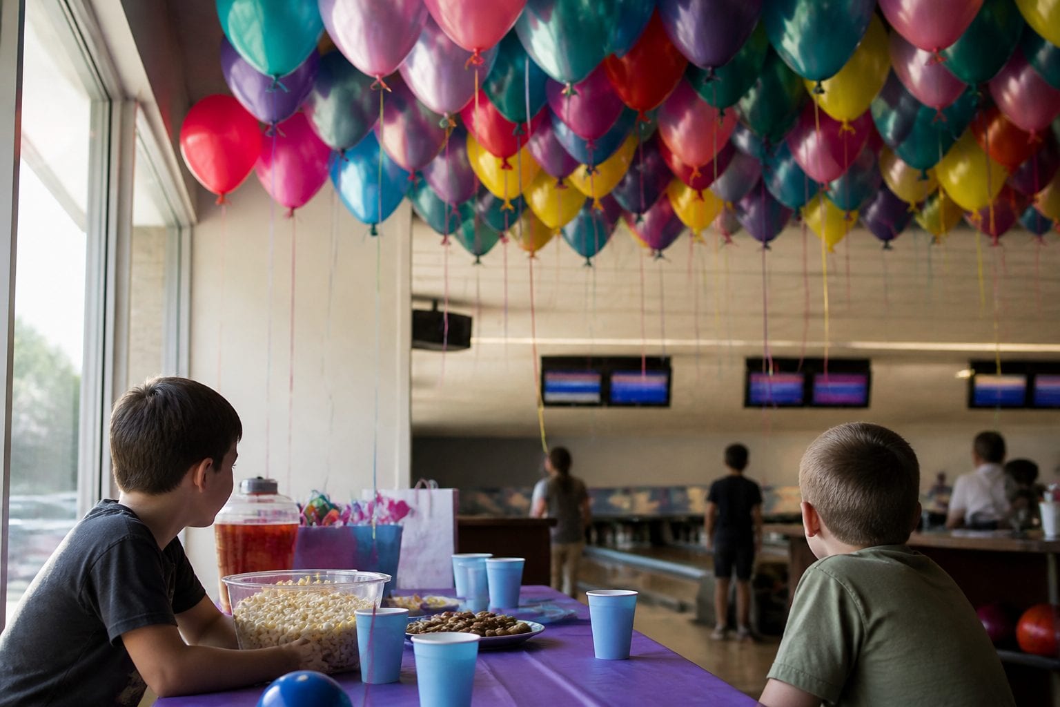 Children's bowling birthday party celebration