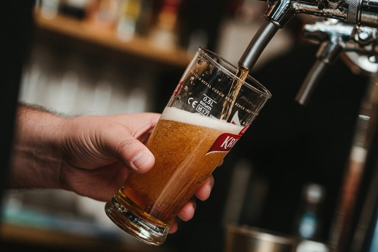 Craft brewery taproom interior with flights