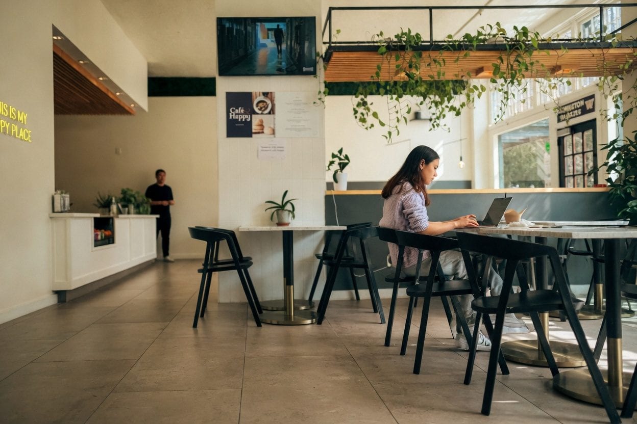 Bubble tea shop seating area