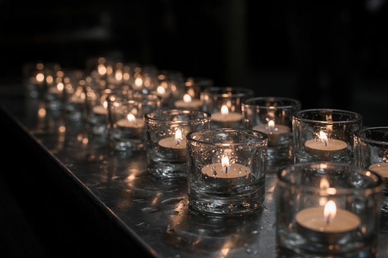 Candles illuminating concert space