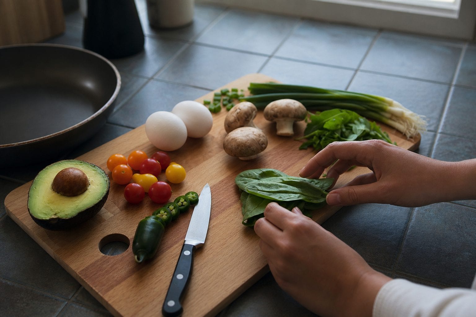 Fresh local ingredients on cutting board