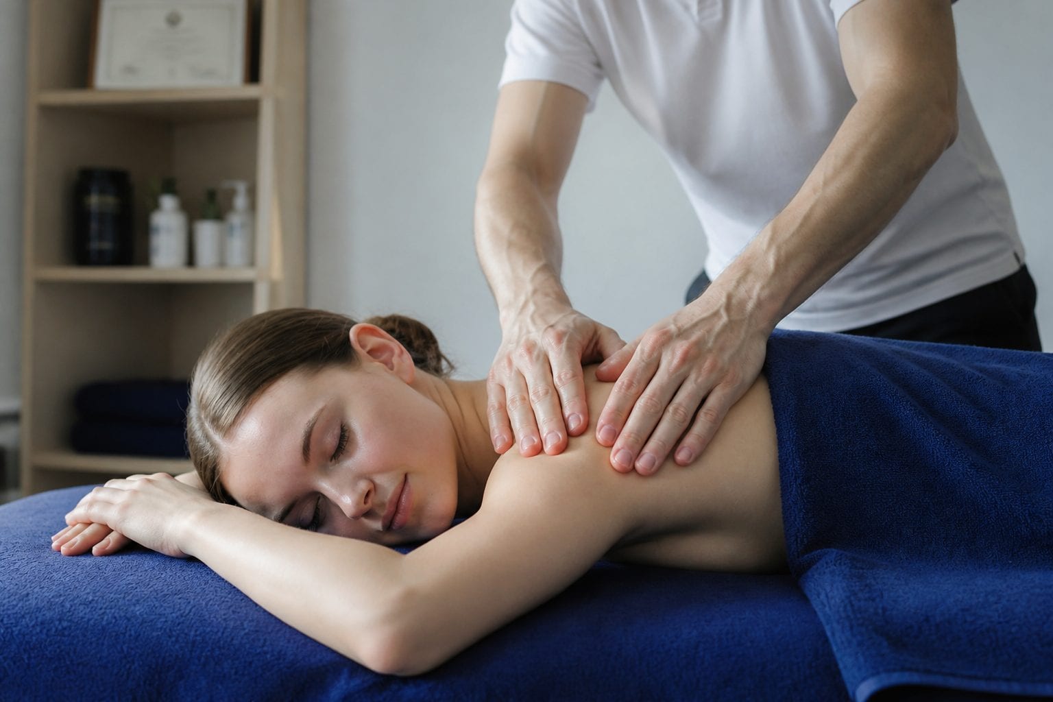 Massage consultation with therapist