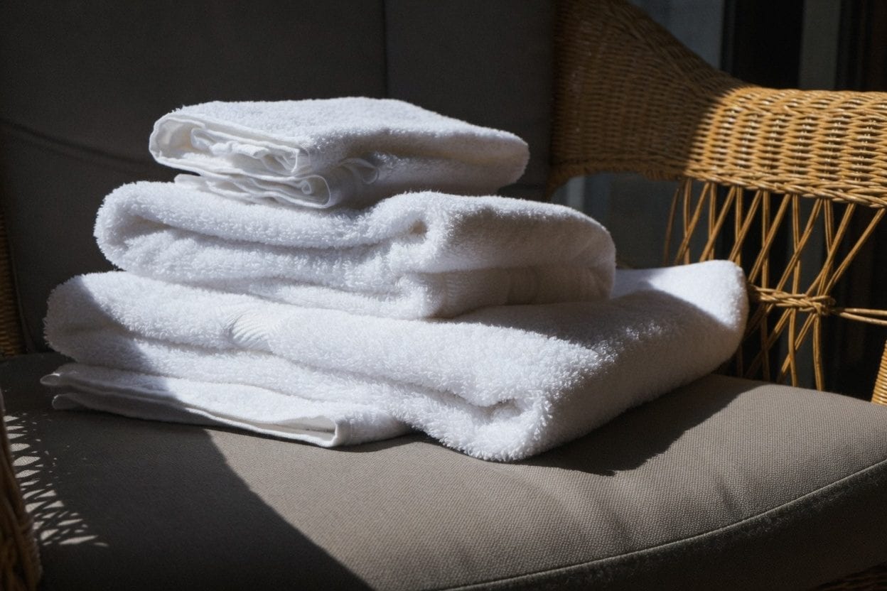 Massage table with folded towels
