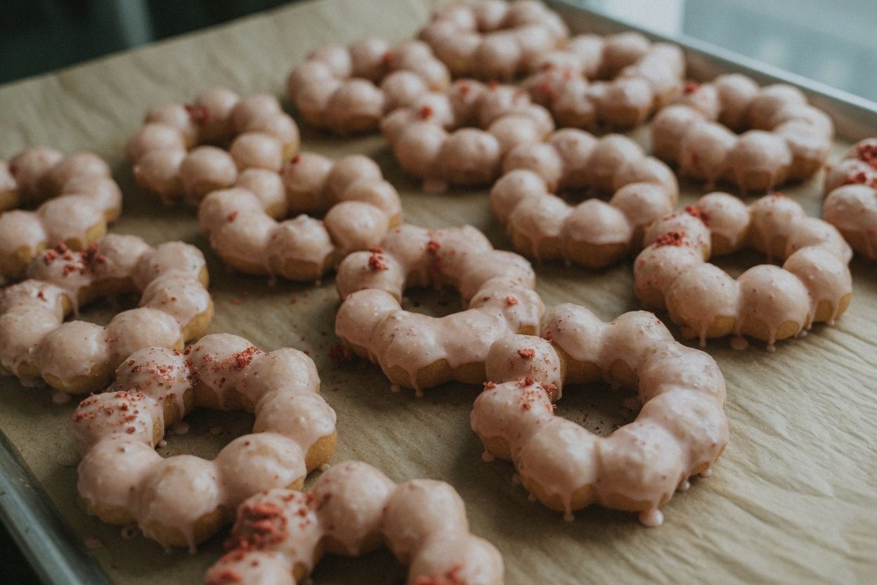 Mochi donuts with colourful glaze