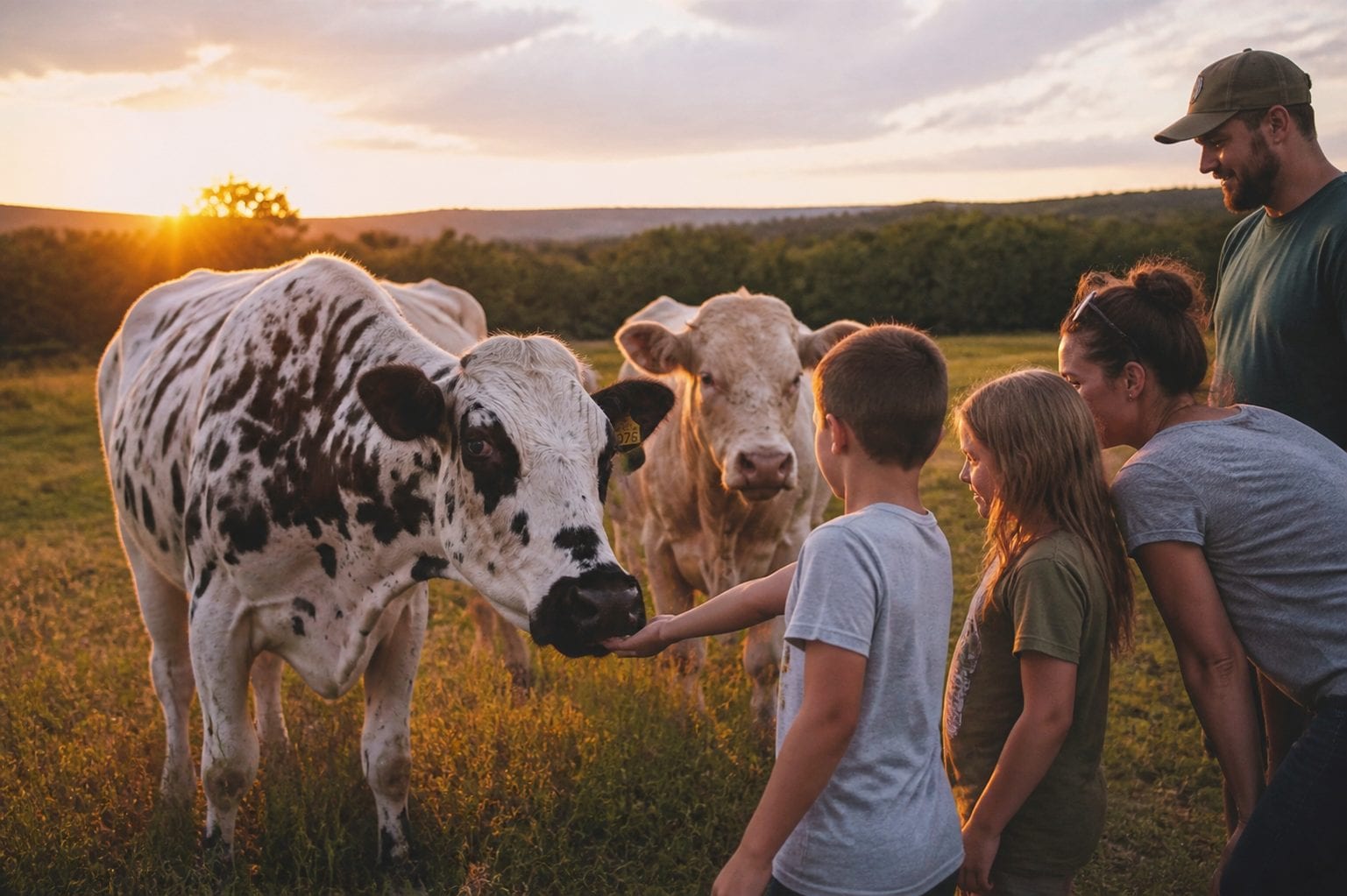 Children meeting farm animals at a family farm in the Ottawa area