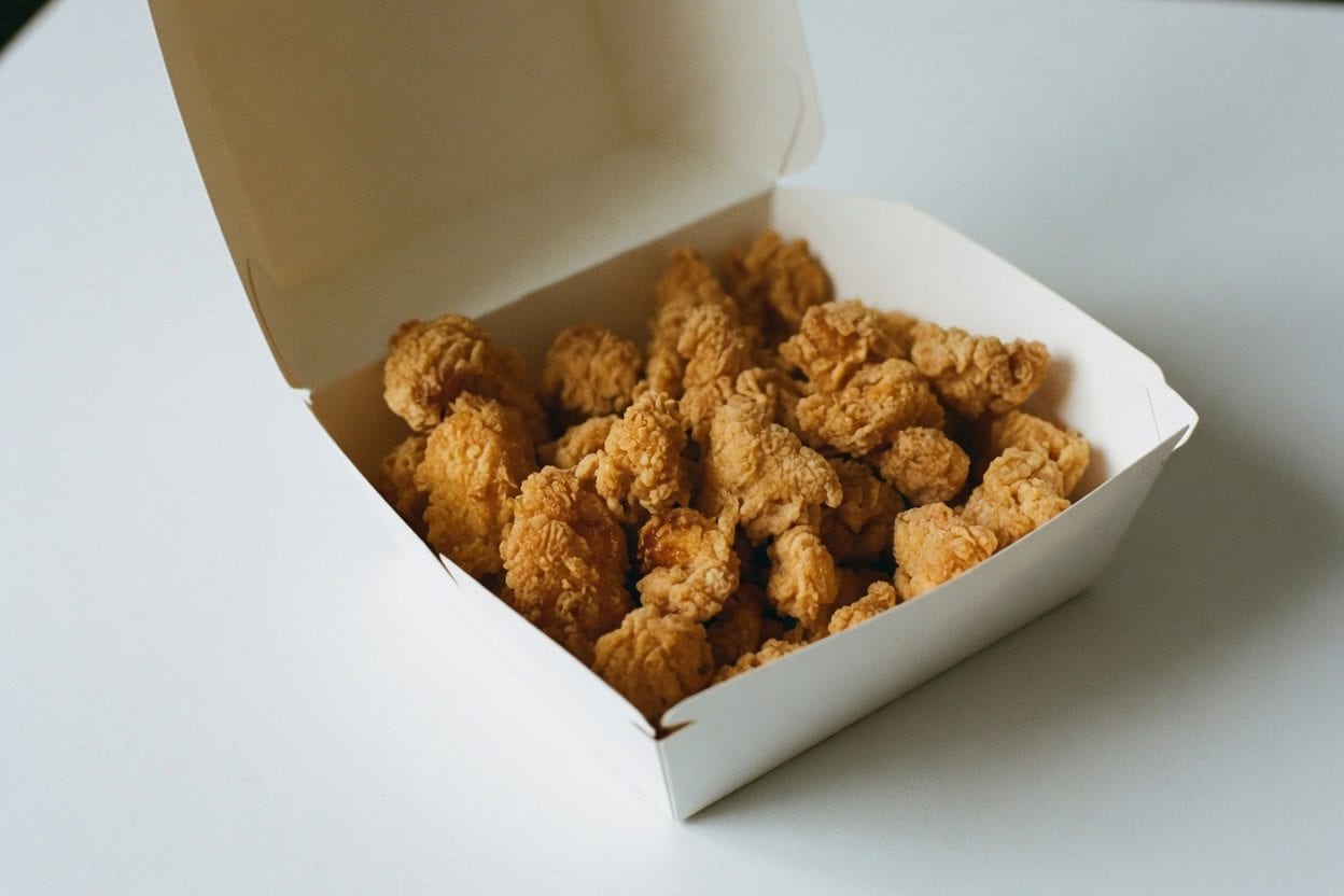 Fried chicken takeout with fries