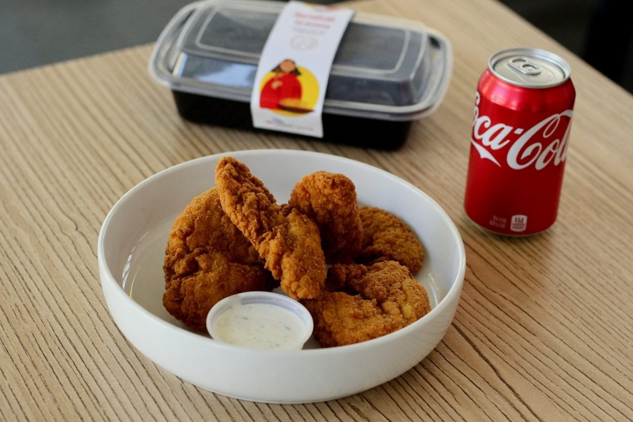 Fried chicken meal on a tray