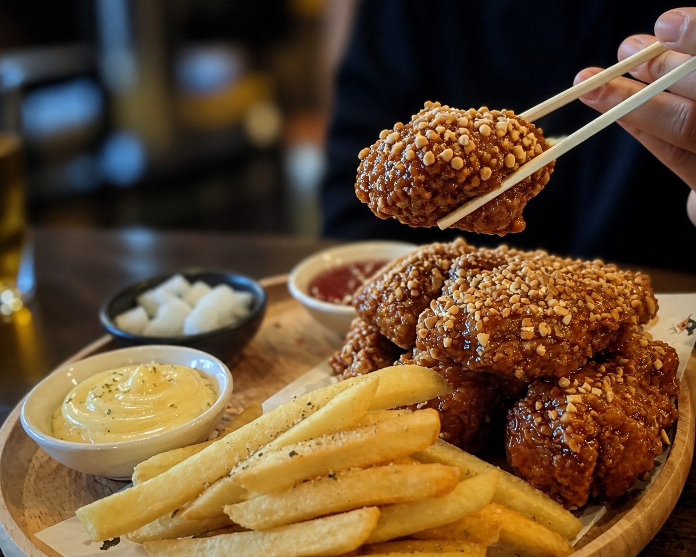 Korean fried chicken with sticky glaze