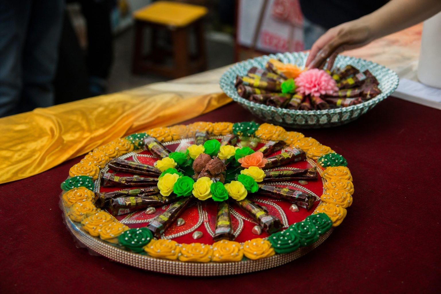 Navratri food stalls with traditional dishes