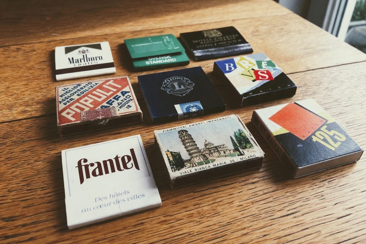 Gift shop FAQ table with cards and stationery