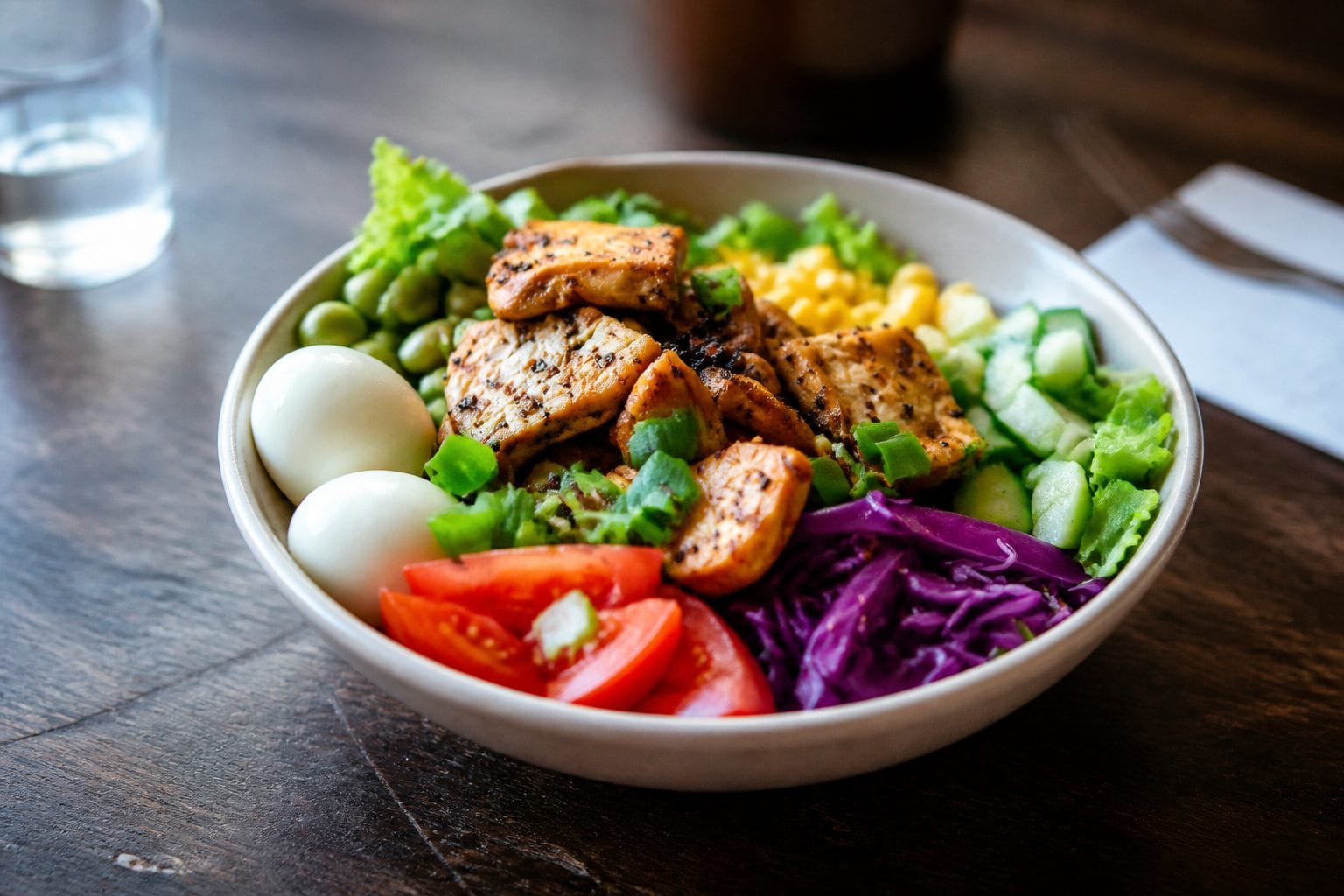 Freshly prepared international cuisine on rustic table