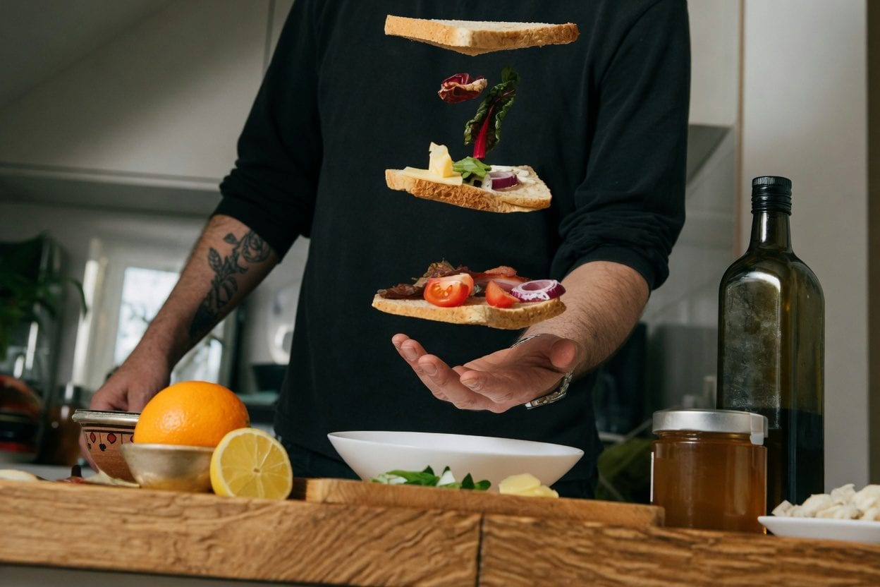Elegant three-tiered afternoon tea service with scones and finger sandwiches